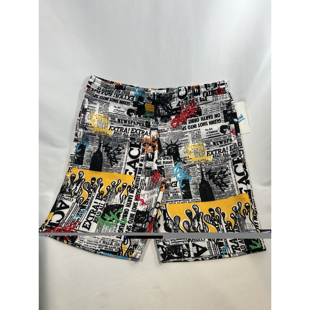 Fresh Prints Of Bel-Air News Paper Art Drawstring Men's Shorts Size Large